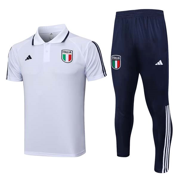 Polo Italie Ensemble Complet 2023-24 Blanc Bleu